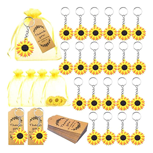 Juego De 30 Piezas De Llavero Con Diseño De Girasol Para Fie