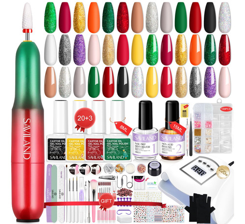 Saviland Kit De Esmalte De Unas De Gel De 82 Piezas Con Luz 