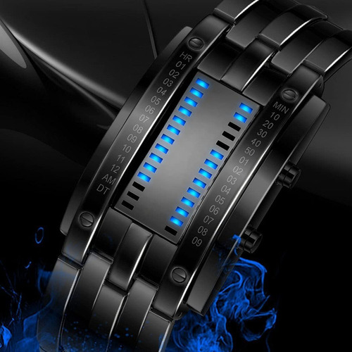 - Reloj Electrónico Binario Con Luz Led Azul For Hombre