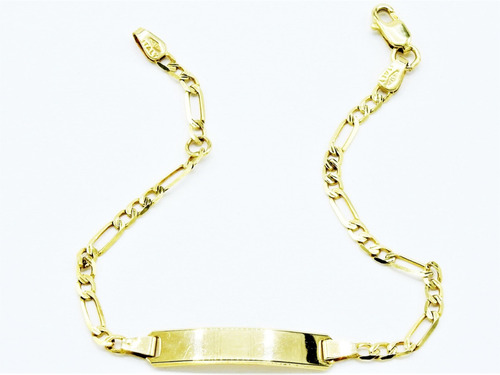 Esclava De Oro Amarillo 10k Diamantado Tejido Figaro 3x1