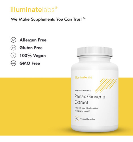 Illuminate Labs Cápsulas Extracto Ginseng Panax 200mg