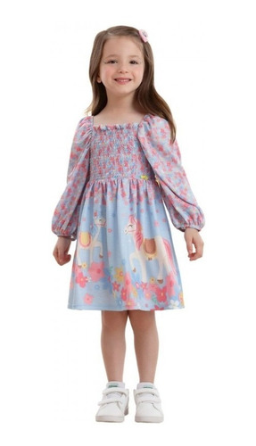 Vestido Infantil Manga Longa Mon Sucré Little Horse 20188