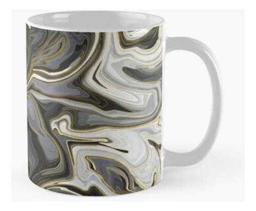 Taza Mármol Blanco Y Negro Con Oro Brillante Calidad Premium