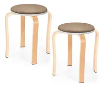 Comprar Taburetes De Madera, Juego De 2 Taburetes Redondos Apil...