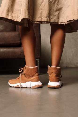 Zapatillas Mujer Urbanas Cuero Suela Goma Botas Moda Karol