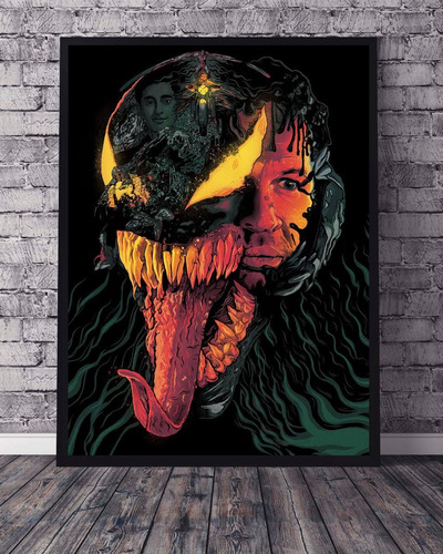 Poster Cuadro Marco Negro 33x48 Cm Venom Spider Man Marvel