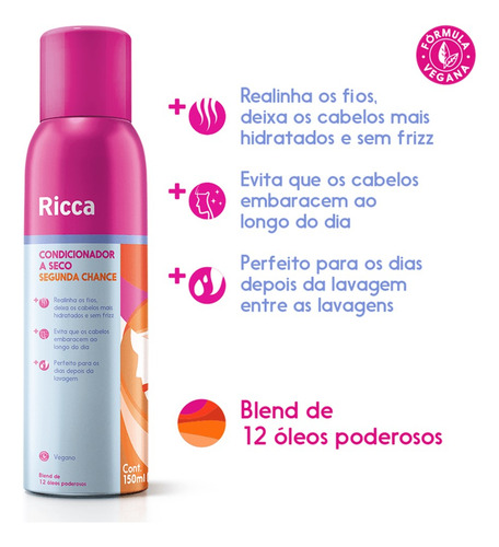 Shampoo A Seco Berries E Condicionador A Seco Ricca 150ml