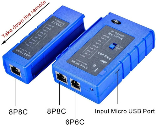 Imagen 8 de 8 de Tester Probador De Cable Red Rj45 Rj11-12 Micro Usb Bateria