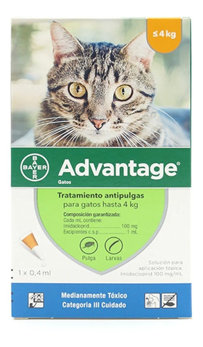 Pipeta Advantage Antipulgas Para Gatos De Hasta 4kg Mp