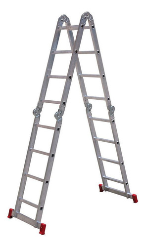 Escada Articulada 16 Degraus 4x4 Multifuncional Red Premium Cor Cinza