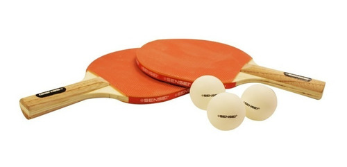 Imagen 2 de 8 de Set Ping Pong 2 Paletas & 3 Pelotas Sensei Tenis De Mesa