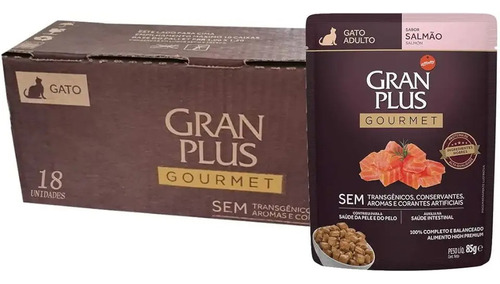Gran Plus Gourmet Sachê Gato Ad Salmão, Frang, Ovelha 54x85g