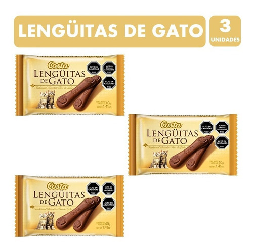 Chocolate - Lenguitas De Gato Costa (pack Con 3 Unidades)