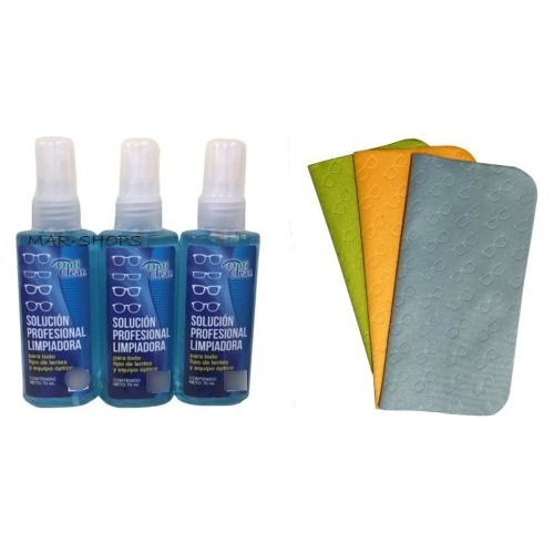 Liquido Para Limpiar Lentes Opticlear Kit De 3 + Microfibras