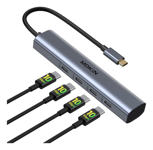 Hub Usb C Con 10 Gbps 4 Puertos Usb C Para Laptop, Adaptador