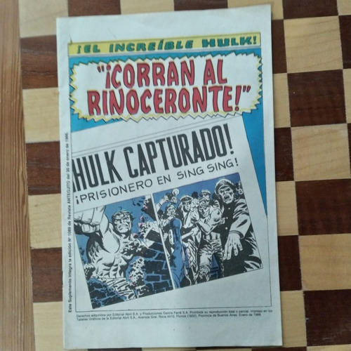 Suplemento Revista Anteojito El Increíble Hulk 1986 