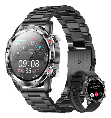 Reloj Inteligente Para Hombre, Reloj De Fitness Hd Redondo .