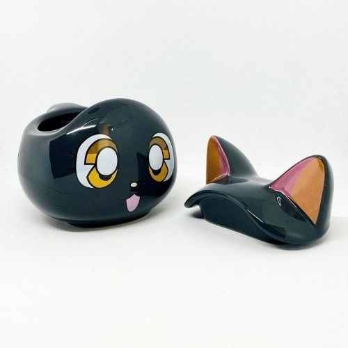 Taza Mug Luna 3d Sailor Moon Gato Negro Con Tapa