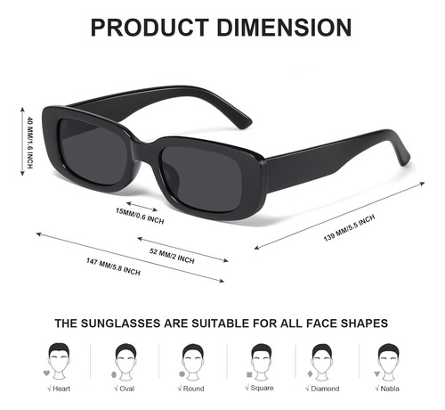 Jaspin Rectangulo Gafas De Sol Para Mujeres Hombres De Mo...