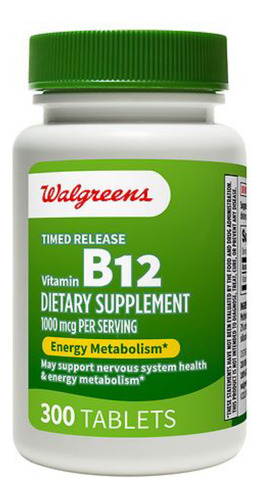 Walgreens Vitamina B12 1000 Mcg Con 300 Tabletas Sabor Sin Sabor