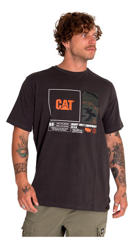 Polera Manga Corta Hombre Urban Camo Graphic Negro Cat