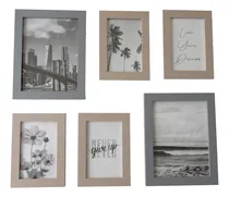 Comprar Set De 6 Portarretratos 4 En 10x15cm Y 2 En 15x20cm Vgo Gris Y Gris Oscuro Gris Y Gris Oscuro