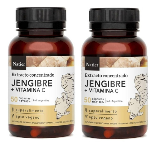 Jengibre Natier Pack 2 Con Vitamina C Sistema Inmune 