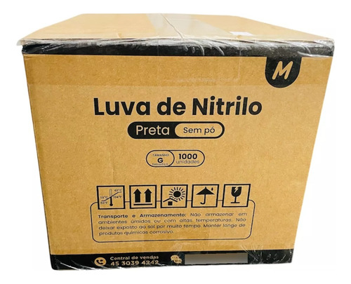 Luva Nitrilica Preta Medix Profissional S/ Pó Atacado 1000un Cor Preto Tamanho M
