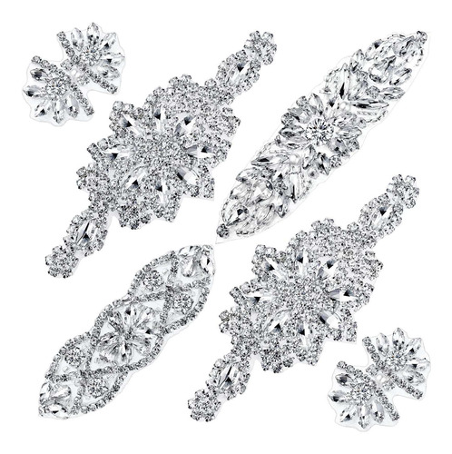 6 Pieza Aplique Cristal Diamante Imitacion Boda Plateado
