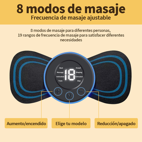 Vanance 8 Pcs Mini Masajeador Eléctrico Genérica Recargable Portátil Multifunción Masajeador Corporal Pare Hombro pies Y Rodilla Relaja Los Muscular Masajeador De Cuello Negro