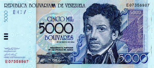 Billete 5000 Bolívares 25 De Mayo 2004 Serial E8 