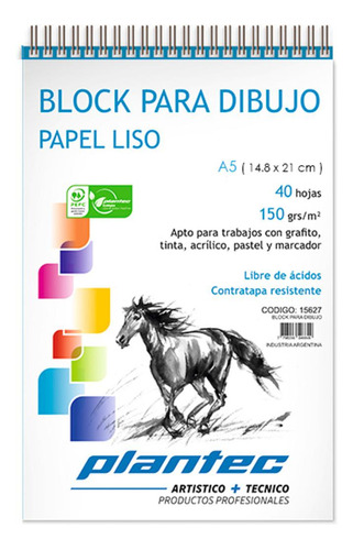 Block Plantec Dibujo Liso C/esp.a5 150grs. X40hjs.