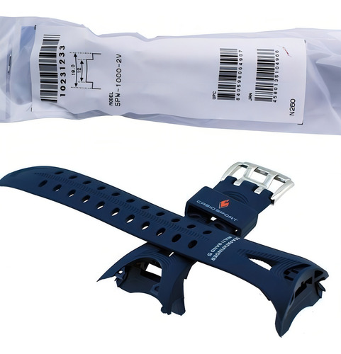 Relógio De Pulso Casio Spw-1000-2v Com Corria De Resina / Barracha Azul