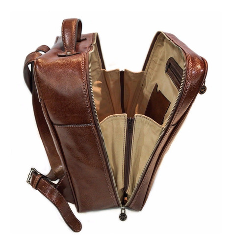 Mochila Hombre Mujer Cuero Viaje Porta Notebook 15.6 Urbana