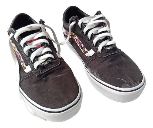 Tenis Vans Old Skool Bordado Flores 26 Cms Desteñidos Usados