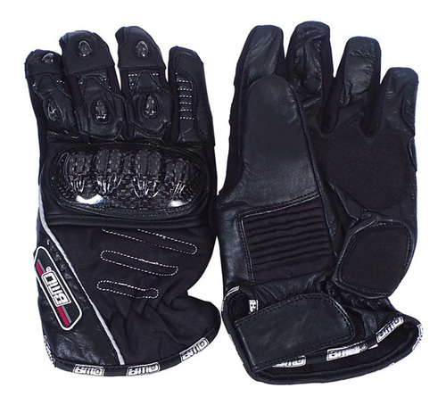 Guantes Motociclista Piel/textil Completo Negro Bmd