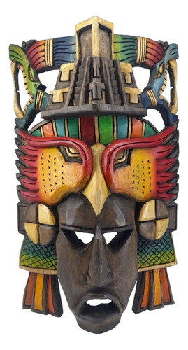 Mascara De Madera Pirámide Maya Artesania Prehispánica A Man