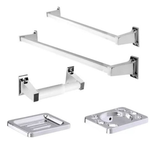 Set Accesorios De Baño Plastico Cromado Aquaplus Gs