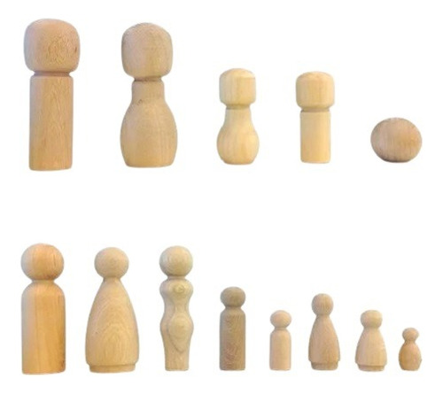 Pack X6 Muñecos Madera Torneada Peg Doll Vincor P Constelar