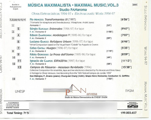 Cd - Música Maximalista - Maximal Music - Volume 3 - 1998 (Usado)
