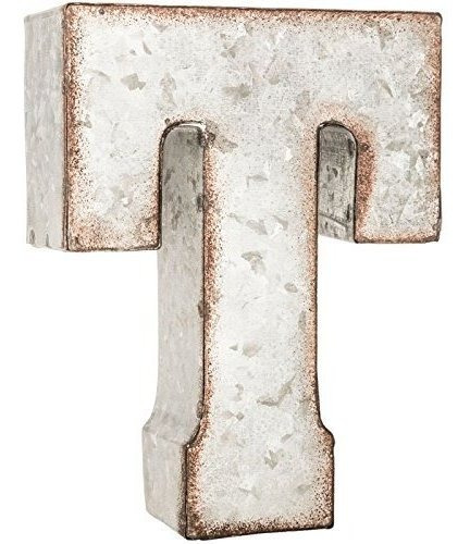 Craftycrocodile Galvanized Metal 3d Wall Letter T Block - Me
