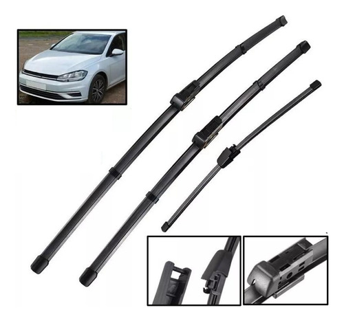 3 Plumillas Para Volkswagen Golf Mk7 2012-2018 Limpiaparabr 