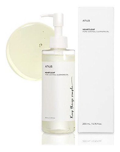 Óleo de controle de poros ANUA Heartleaf, óleo coreano de limpeza facial, remoção diária de cravos pela ANUA Night Makeup para toda a pele, 200 ml/1 g por mais de 30 anos