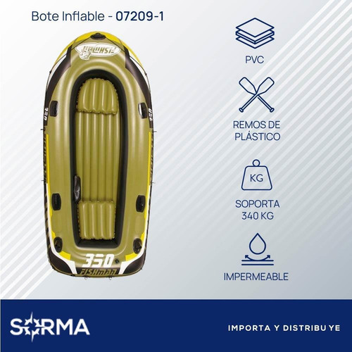 Imagen 2 de 10 de Bote Inflable 3m + 2 Remos + Inflador + Suj P/motor