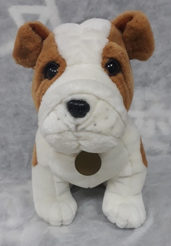 Cachorrinho Cão Dog Cachorro Pelúcia 30cm Marrom Com Branco