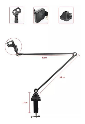 Imagen 4 de 9 de Soporte Para Micrófono Brazo Estudio Premium 100%profesional