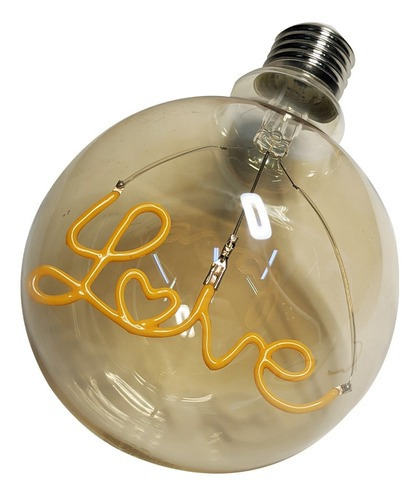 Lampada Led Mensagem Love Vintage 4w Branco Quente