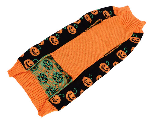 Suéter De Halloween Con Estampado De Calabaza Y Cuello Alto