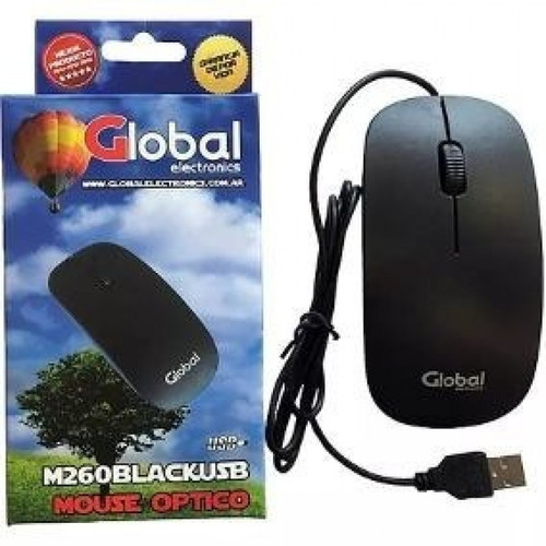 Mouse Optico Con Rueda Scroll Slim Con Cable Usb Color Negro