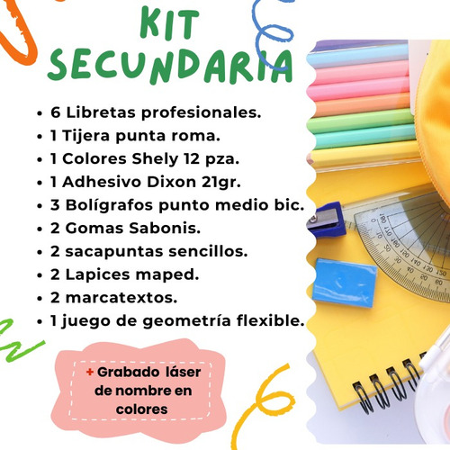 Útiles Escolares Paquete Kit Secundaria Regreso A Clases